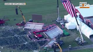 Trump Rally Shooting Aerial Video Shows Empty Rally Site Where Trump Was Shot  News9 [upl. by Namwob]