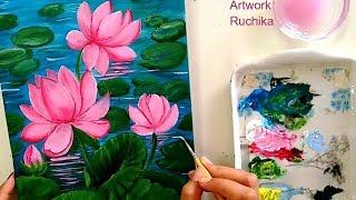 Lotus Painting  Time Lapse Painting  Acrylic Painting [upl. by Mir]