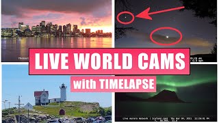 155 LIVE World Cameras Relaxing Music Map Daily Timelapse  Your Armchair Travel [upl. by Arihs]