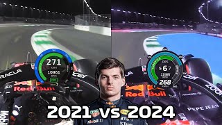 Verstappen Jeddah 2024 vs His Unfinished Mega 2021 Q3 Lap [upl. by Valry]