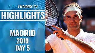 Federer Wins 1200th Match Nadal Djokovic And Thiem Go Through  Madrid Open 2019 Highlights Day 5 [upl. by Ensign]