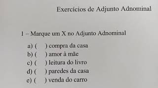 Exercícios de Adjunto Adnominal [upl. by Anirtep]