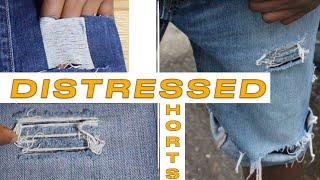 How To Distress Jean Shorts  Frayed Jean Shorts [upl. by Ardnekahs]