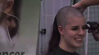 Nervous Girl Charity HEADSHAVE St Baldricks  Best Haircuts ✂ [upl. by Annaik]