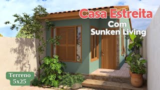 Casa Estreita com Sunken Living  Máximo aproveitamento do Terreno [upl. by Seagrave]