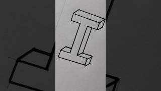 3D I Letter Draw  easily 3D I Alphabet Drawing  3d drawing shorts [upl. by Akiria504]