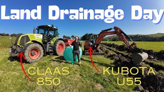 7 Installing Land Drains to Field using claas 850 amp kubota U55 [upl. by Corbett938]