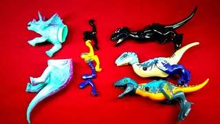 Jurassic world Dominion Trex vs TriceratopsVelociraptorTryrannosaurusassemble dinosaurs toys [upl. by Cynara]