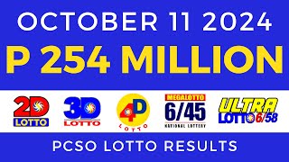 Lotto Result Today 9pm October 11 2024 PCSO [upl. by Schaffel]