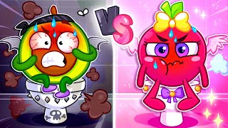 The Poo Poo Song 🚽 Black VS Pink Potty 🖤💗 Nursery Rhymes Cartoons for Kids by Pit and Penny [upl. by Aysa693]