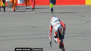 2010 MotoGP  Aragon  Marquez and Krummenacher Crash [upl. by Dnarb]