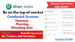 DHAN ScanX Candlestick Screener  Hammer  Piercing  Shooting Star [upl. by Anaeel58]