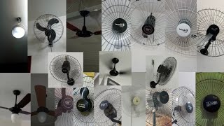 Diversos Ventiladores de teto e parede em funcionamento [upl. by Akkeber]