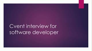 Cvent Interview  Software Developer [upl. by Elgar]