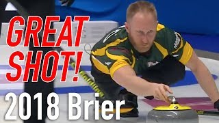 2018 Tim Hortons Brier  Brad Jacobs  Runback double for 3 vs Quebec [upl. by Fanchie436]