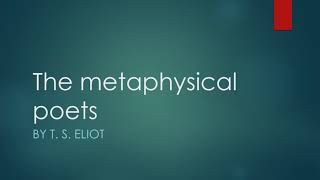 The metaphysical poets by T S Eliot  explained in urdu [upl. by Nosnaj144]