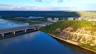 Fort McMurray Bridge Traffic  Downtown  Athabasca river [upl. by Aeslehs326]