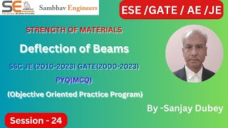 Deflection of Beams I MCQ I Strength of Materials I Part 3 I SSC JE PYQ 201023 GATE 200023 Live [upl. by Villiers]