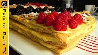 Pastel Mil Hojas relleno de crema pastelera  Millefeuille Cake [upl. by Dena]