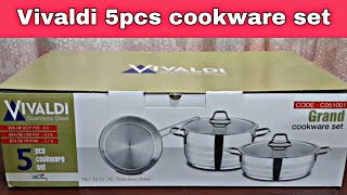 Stainless steel cookware setCookware collections 2020Cookware reviewVivaldi5pcs cookware set [upl. by Wivina578]