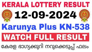 Kerala Lottery Result Today  Kerala Lottery Result Karunya Plus KN538 3PM 12092024 bhagyakuri [upl. by Rehpoitsirhc]