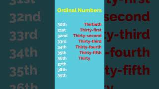 Learn Ordinal Numbers 30 39  English Vocabulary Lesson [upl. by Ahsiniuq594]