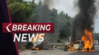 BREAKING NEWS  Kecelakaan Jalur Kontraflow KM 58 Tol JakartaCikampek [upl. by Mischa]