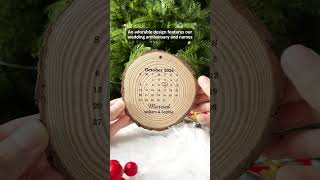 Married Engaged Anniversary Calendar Christmas Couple  Personalized Wood Slice Ornament [upl. by Honig679]