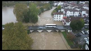 Drone Footage Shows Impact of Flooding in Southern French Town [upl. by Kata]