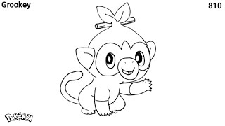 Grookey Drawing  How To Draw Pokemon No 810 [upl. by Garnes]