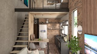 KITNET LOFT INDUSTRIAL 35x7 METROS l Erbani Design [upl. by Ahsyia]