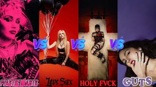 Plastic Hearts Miley Cyrus vs Love Sux Avril Lavigne vs Holy Fvck Demi Lovato vs Guts Olivia [upl. by Landry676]