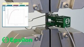 Highstrength steel tensile test  short specimen Epsilon Technology  Model 3442 extensometer [upl. by Elvia29]