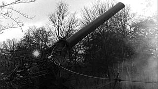 US artillerymen firing 240mm howitzer and 8inch gun M1 near Bitschhofen GermaHD Stock Footage [upl. by Cran]