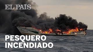 INCENDIO de un PESQUERO frente al PORT DE LA SELVA en GIRONA [upl. by Lubbi]