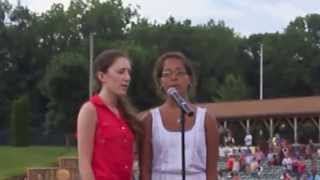 Cass amp Emma singing quotGod Bless Americaquot at ValleyCats Game 7713 [upl. by Voe]