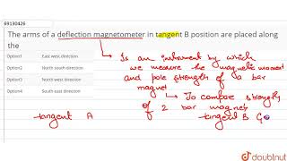 The arms of a deflection magnetometer in tangent B position are placed along the [upl. by Ensoll]