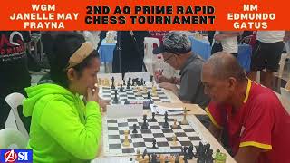 WGM Janelle Mae Frayna vs NM Edmundo Gatus at the 2nd AQ Prime Rapid Chess Tournament [upl. by Etnwahs]