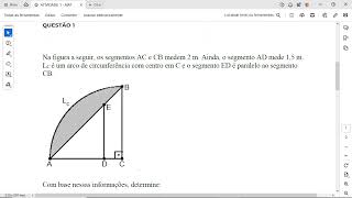 Na figura a seguir os segmentos AC e CB medem 2 m Ainda o segmento AD mede 15 m LC é um arco de [upl. by Irrek]