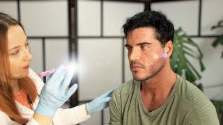 Real Person ASMR Physical Medical Exam Eyes Skin Nerves Stomach Back with JamesMatthewASMR [upl. by Schumer]