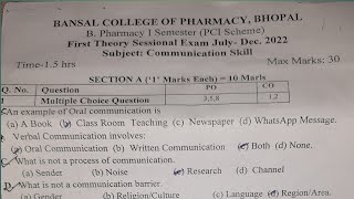 Sessional exam  Communication skills  B pharmacy 1st semester [upl. by Dorcas]