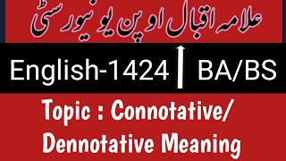 Aiou 1424 English  Connotative amp Denotative meanings [upl. by Adaha]