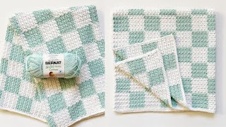 How to Crochet the Griddle Stitch Checkerboard Baby Blanket [upl. by Nirda937]