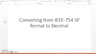 Converting from IEEE754 SP format to Decimal [upl. by Tabitha]