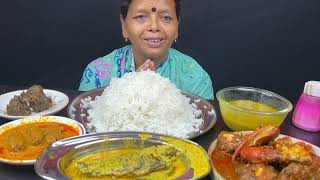 BIGBITES EATING RICE WITH CRAB 🦀🦀MASALA AM KASUNDI KOI FULKOPIE KOFTA CHINGRI DAL PUI CHINGRI । [upl. by Ihculo]