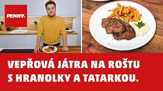 Vepřová játra na roštu s hranolky a tatarkou [upl. by Bergess]