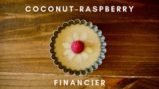 Financier Cake with Raspberry Coconut  Stepby Step French Pastry Recipe [upl. by Nirag]