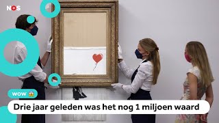 Versnipperd kunstwerk Banksy geveild voor 19 miljoen euro [upl. by Irolav]