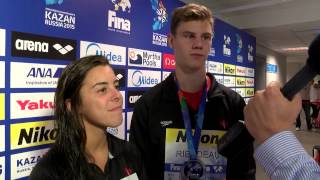 Vincent Riendeau and Meaghan Benfeito silver medallists of Mixed Synchro Platform in Kazan RUS [upl. by Akissej]