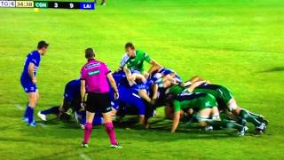 Robbie Henshaw hit on Jimmy Gopperth Connacht V Leinster 170914 [upl. by Akimit146]